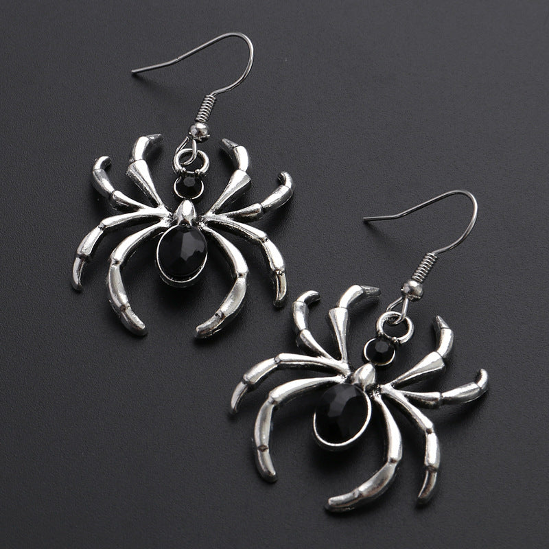 Gothic Black Spider Earrings