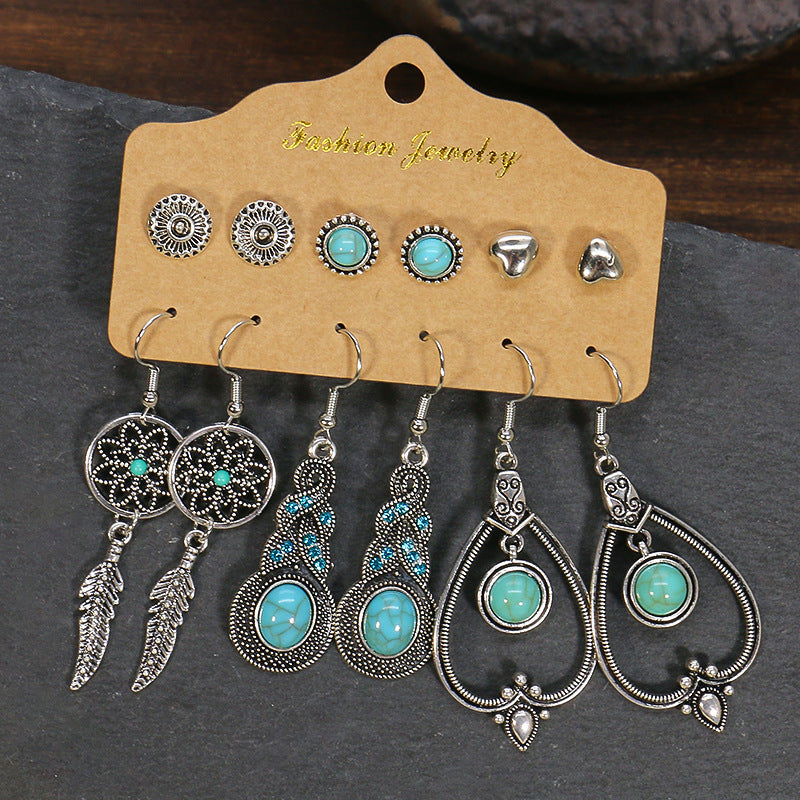 Bohemian Ethnic Exquisite Water Drop Leaves Lovely Electroplated Beaded Earrings