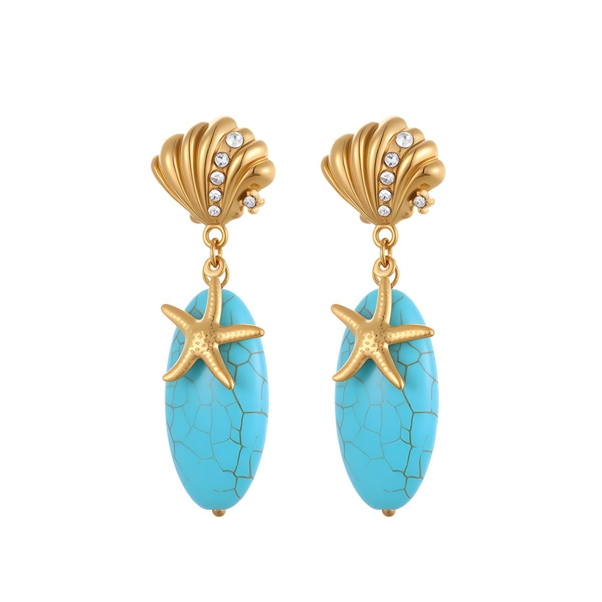 Natural Turquoise Stone Drop Earrings