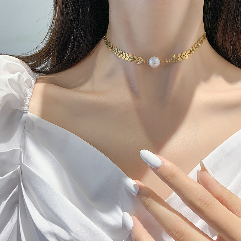 Golden Wheat Pearl Necklace