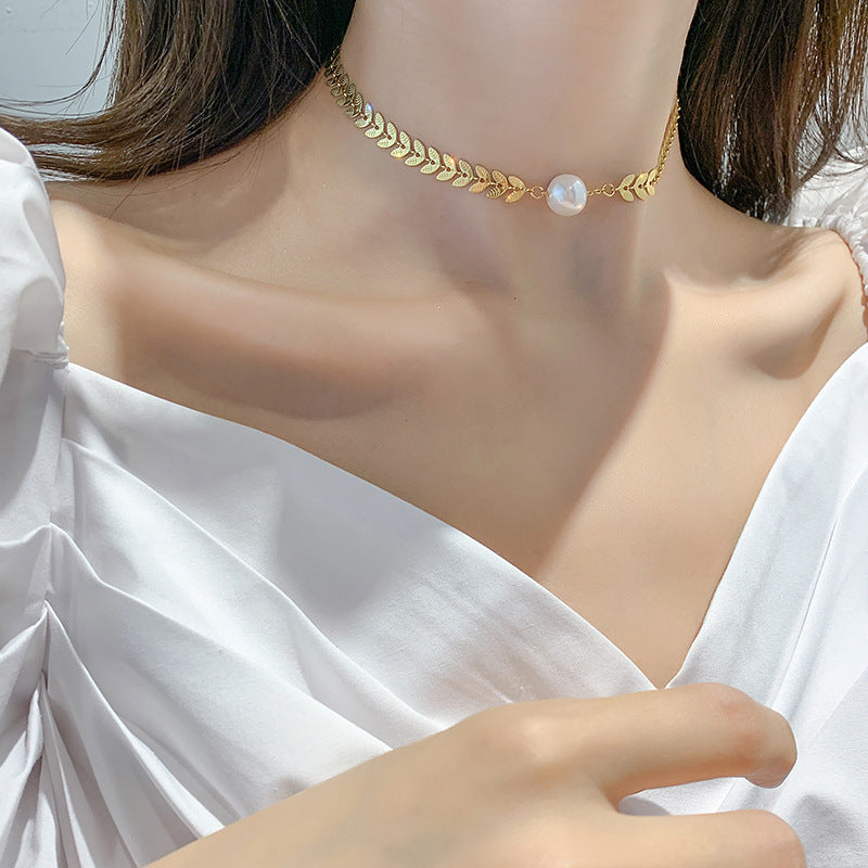 Golden Wheat Pearl Necklace