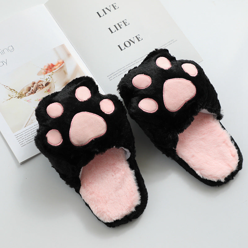 Cat paw fuzzy slippers