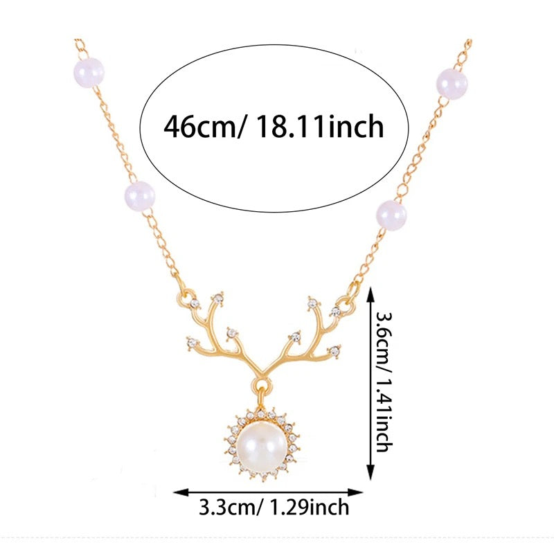 Antler Pearl Gold Drop Necklace