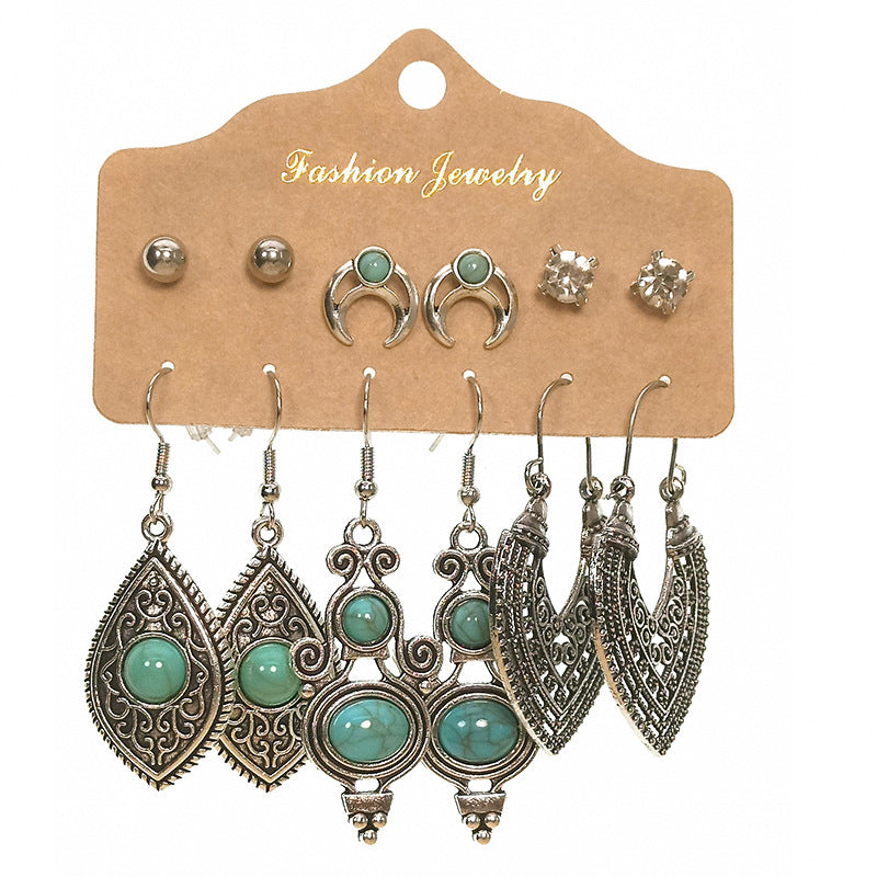 Bohemian Ethnic Exquisite Water Drop Leaves Lovely Electroplated Beaded Earrings