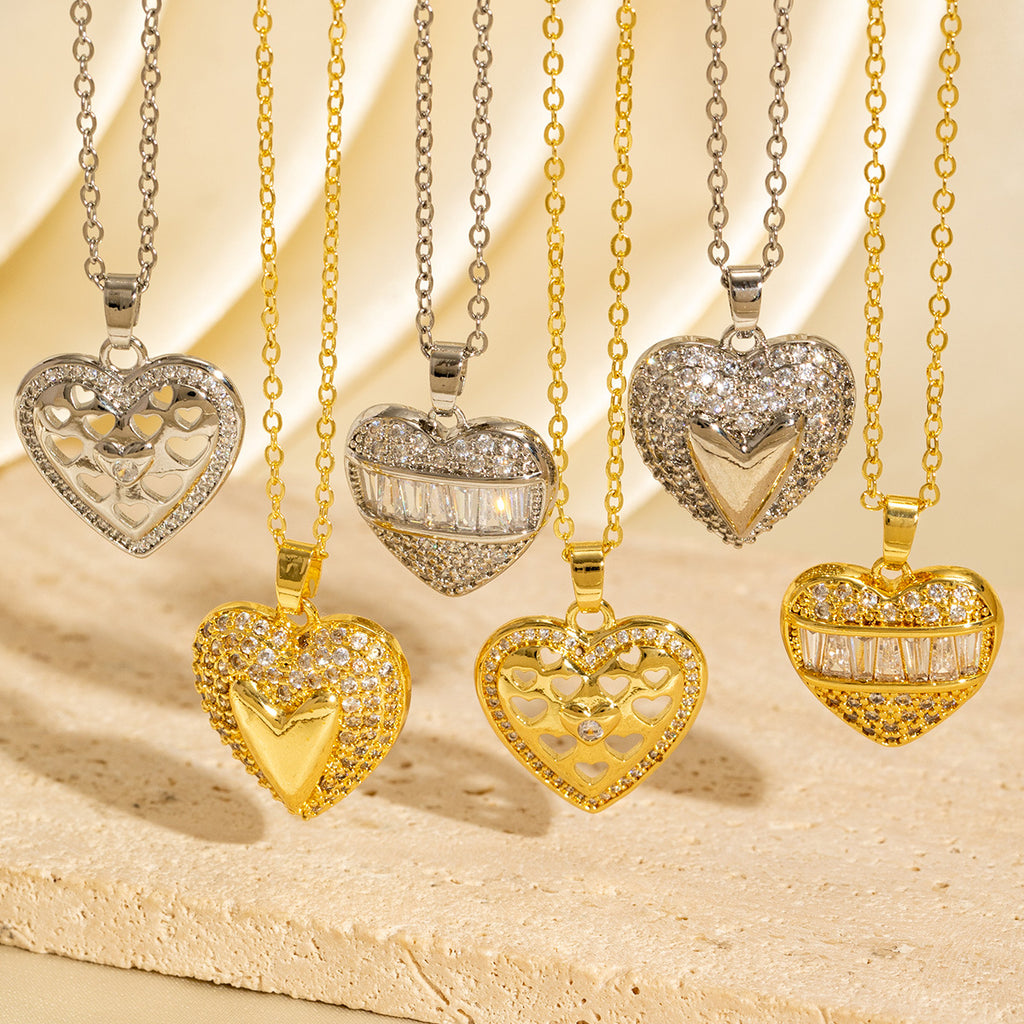 Diamond-encrusted Heart Necklaces