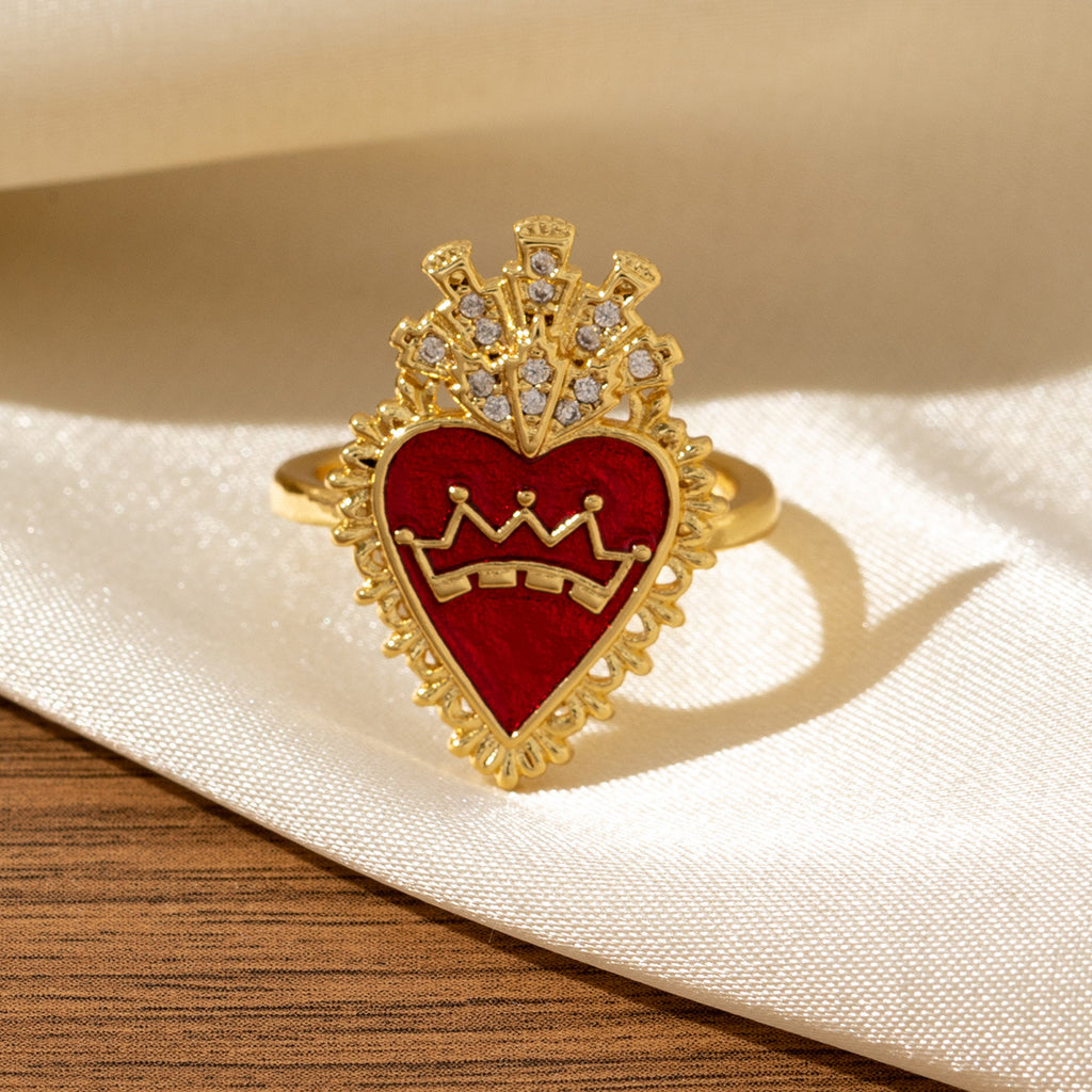 Red Heart-Shaped Oil-Drip Wing Rings