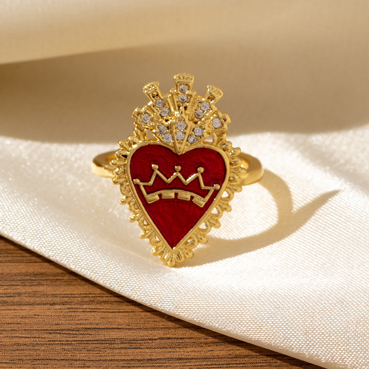 Red Heart-Shaped Oil-Drip Wing Rings