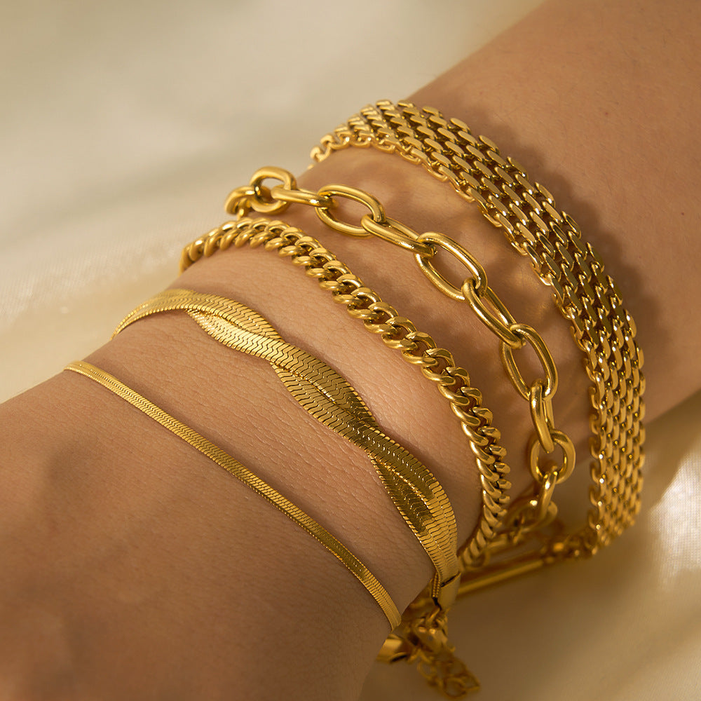 Luna Link Stainless Steel golden Bracelet