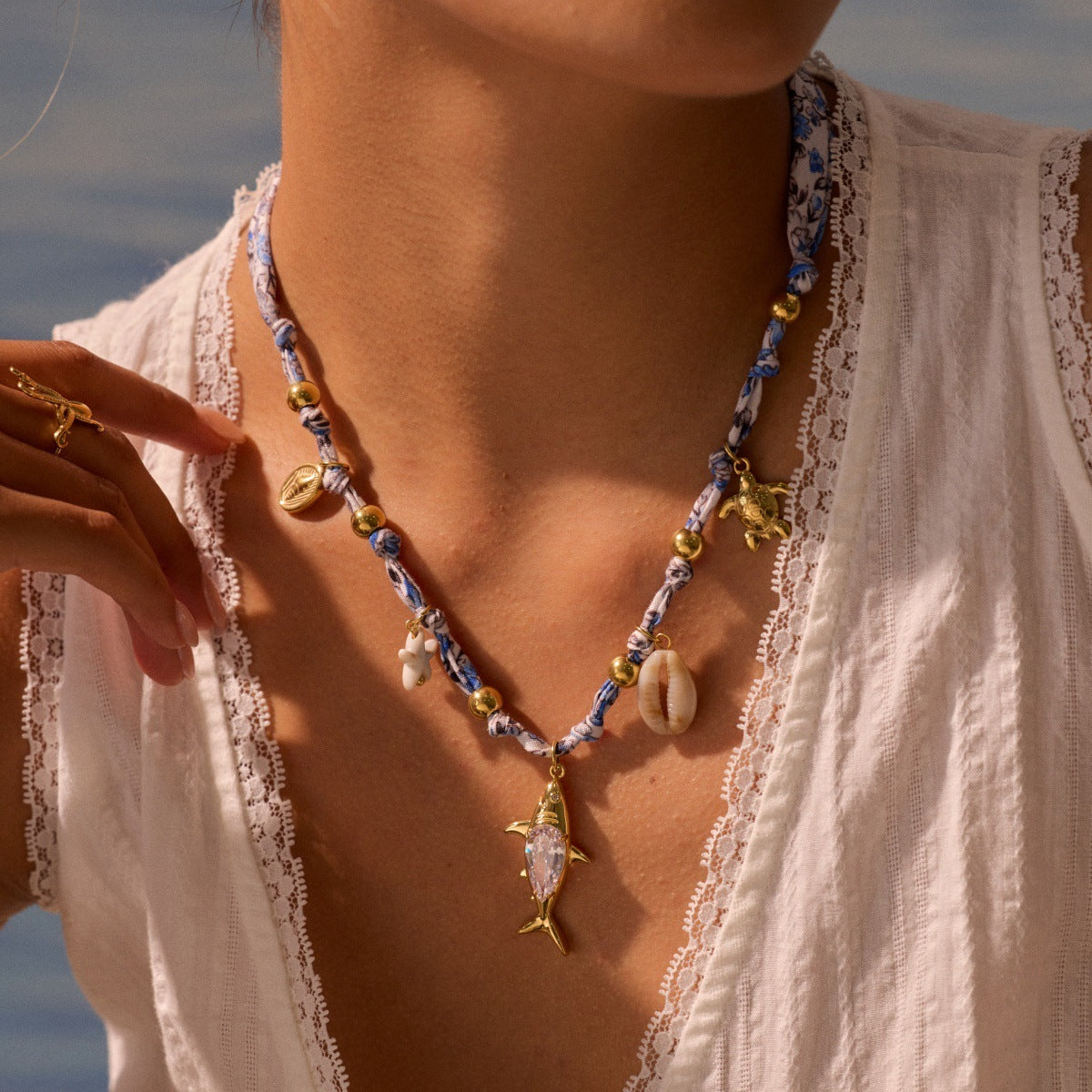 Handwoven Starfish & Shell Rope Necklace – Vacation Edit