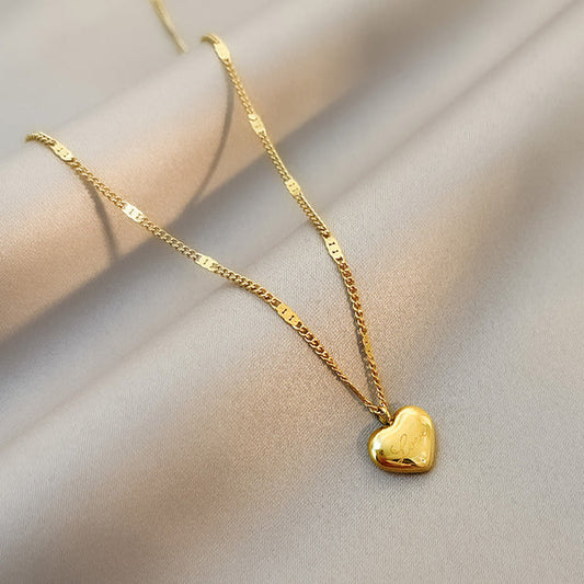 Golden Heartline Stainless Steel Gold Chain Heart Pendant
