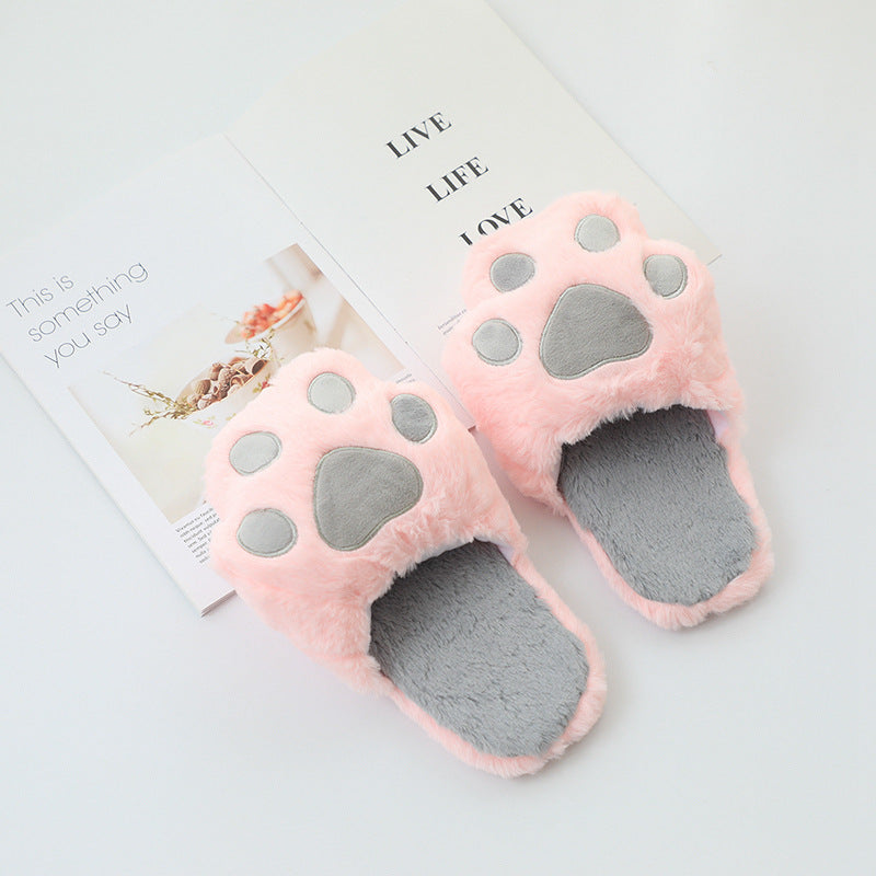 Cat paw fuzzy slippers