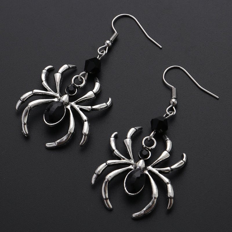 Gothic Black Spider Earrings