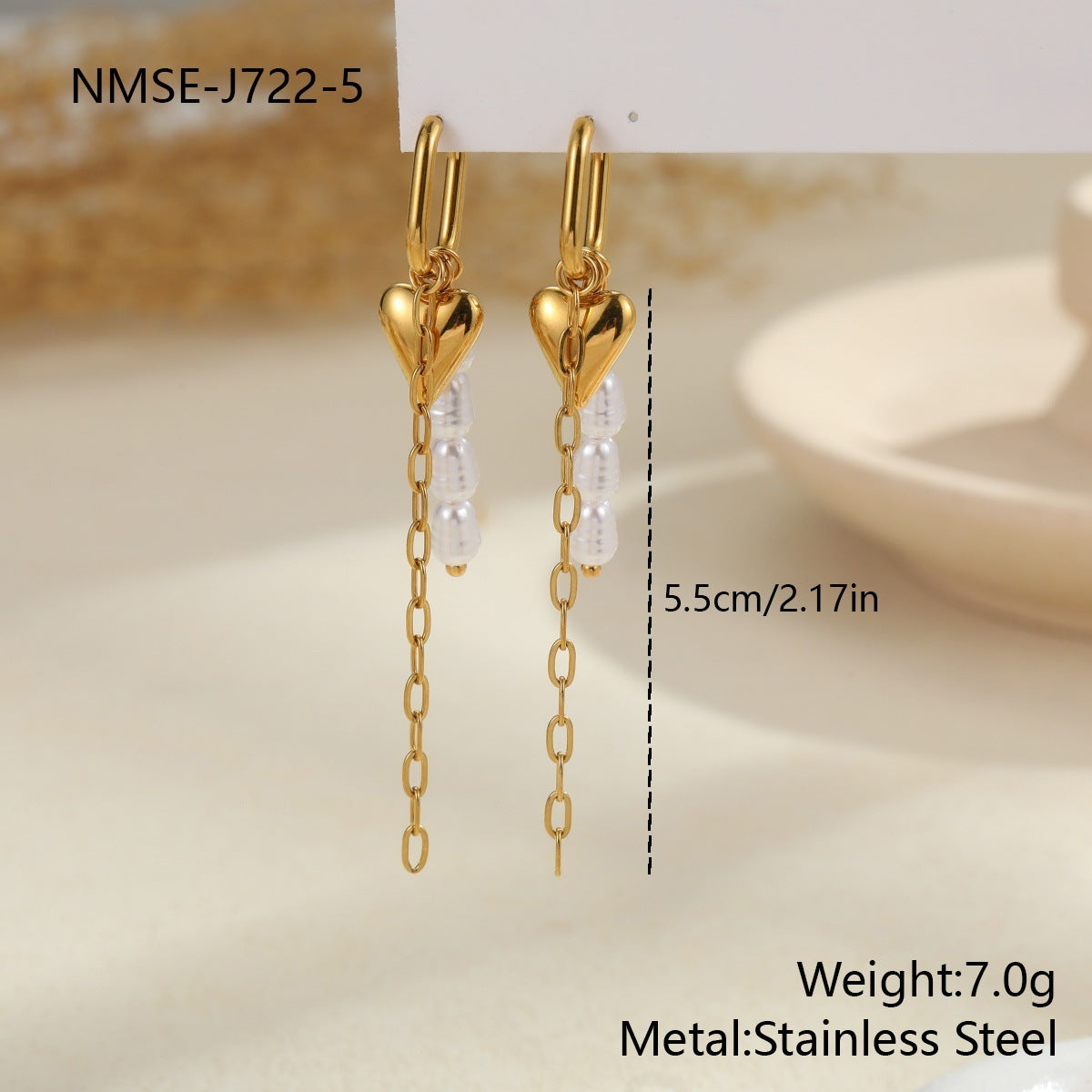 Long Tassel Pearl Earrings in Stainless Steel