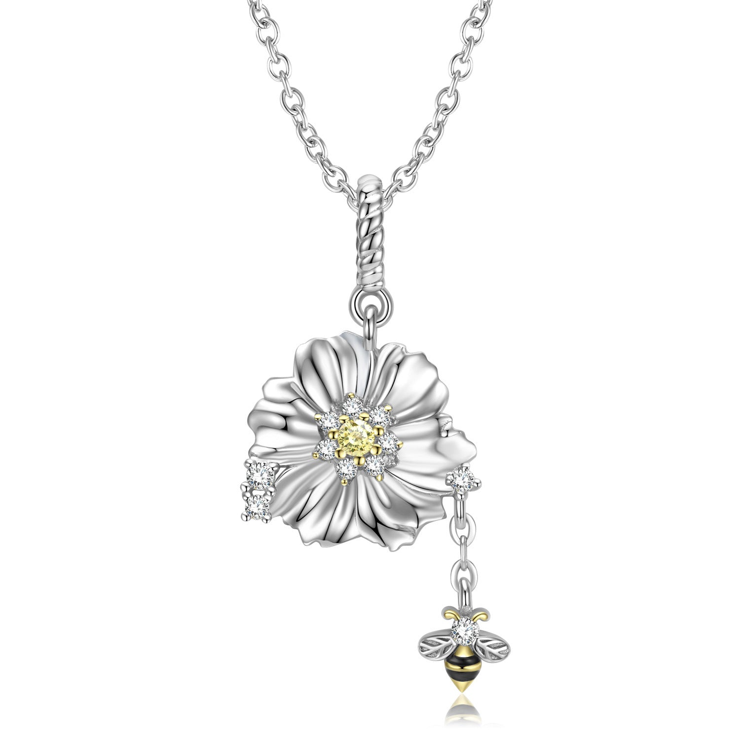 Golden Hive Silver Necklace