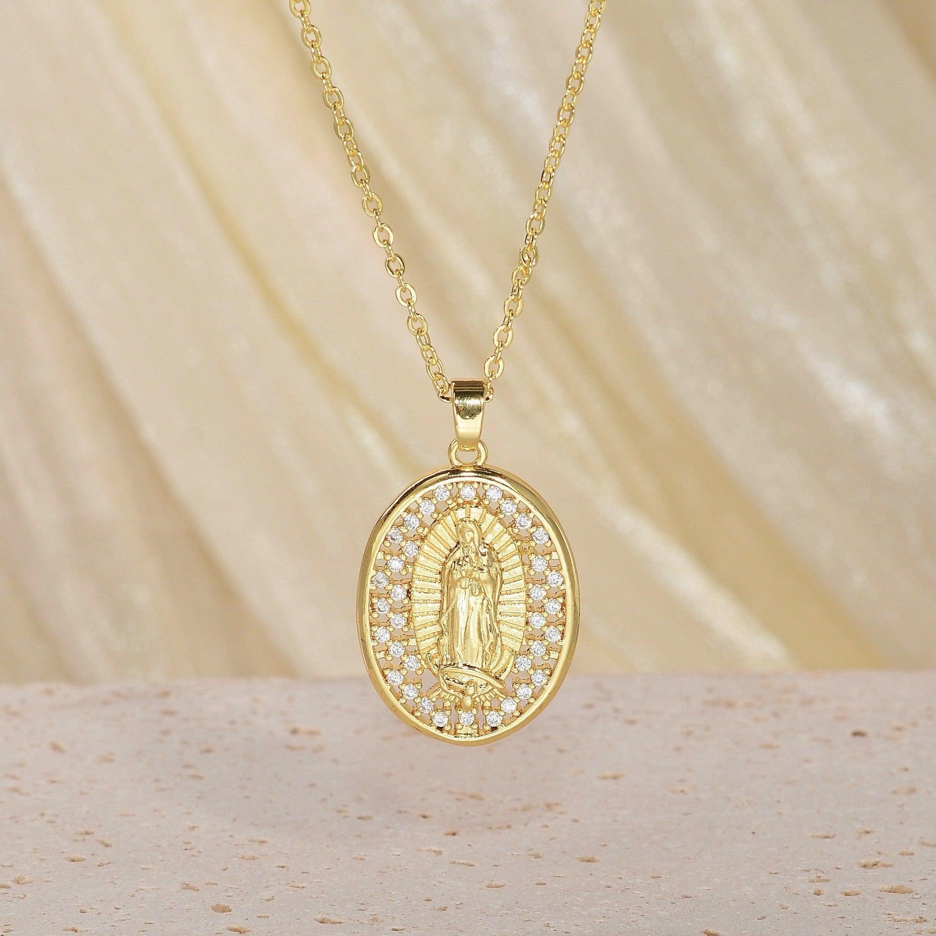 European Madonna Statue Necklaces