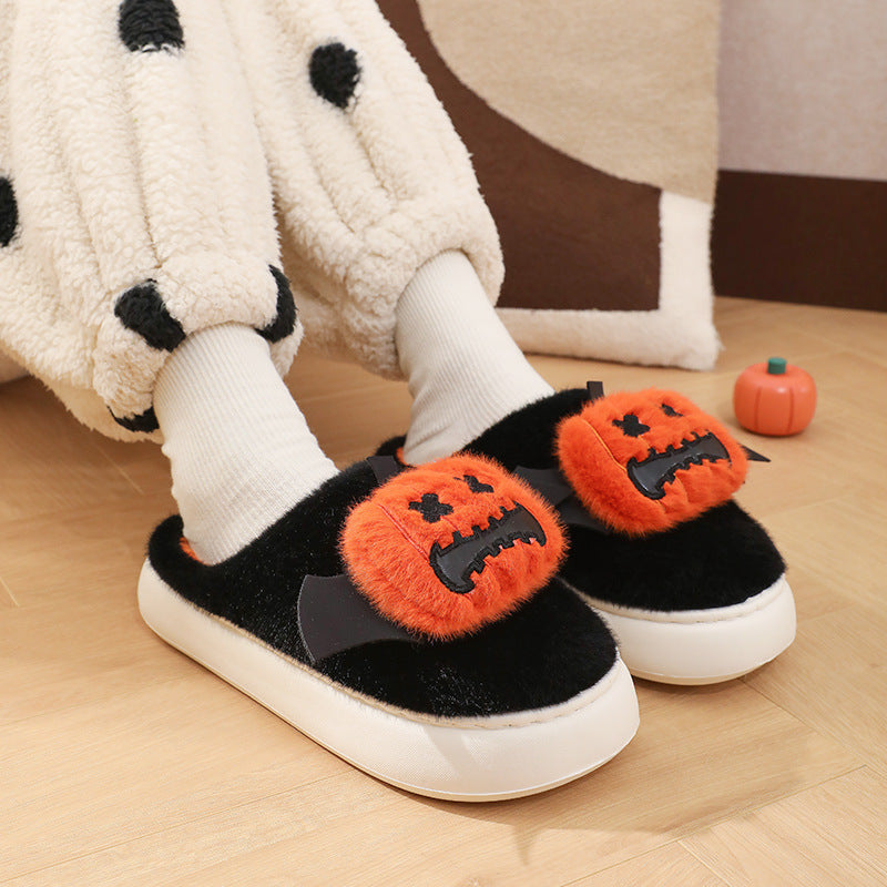 Halloween Cartoon Funny Pumpkin Slippers With Small Wings