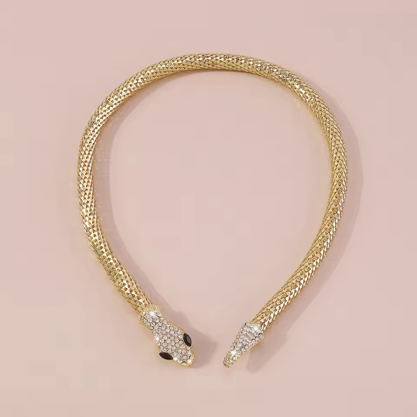 Serpent Spell: Studded Snake Choker Necklace (Gold)