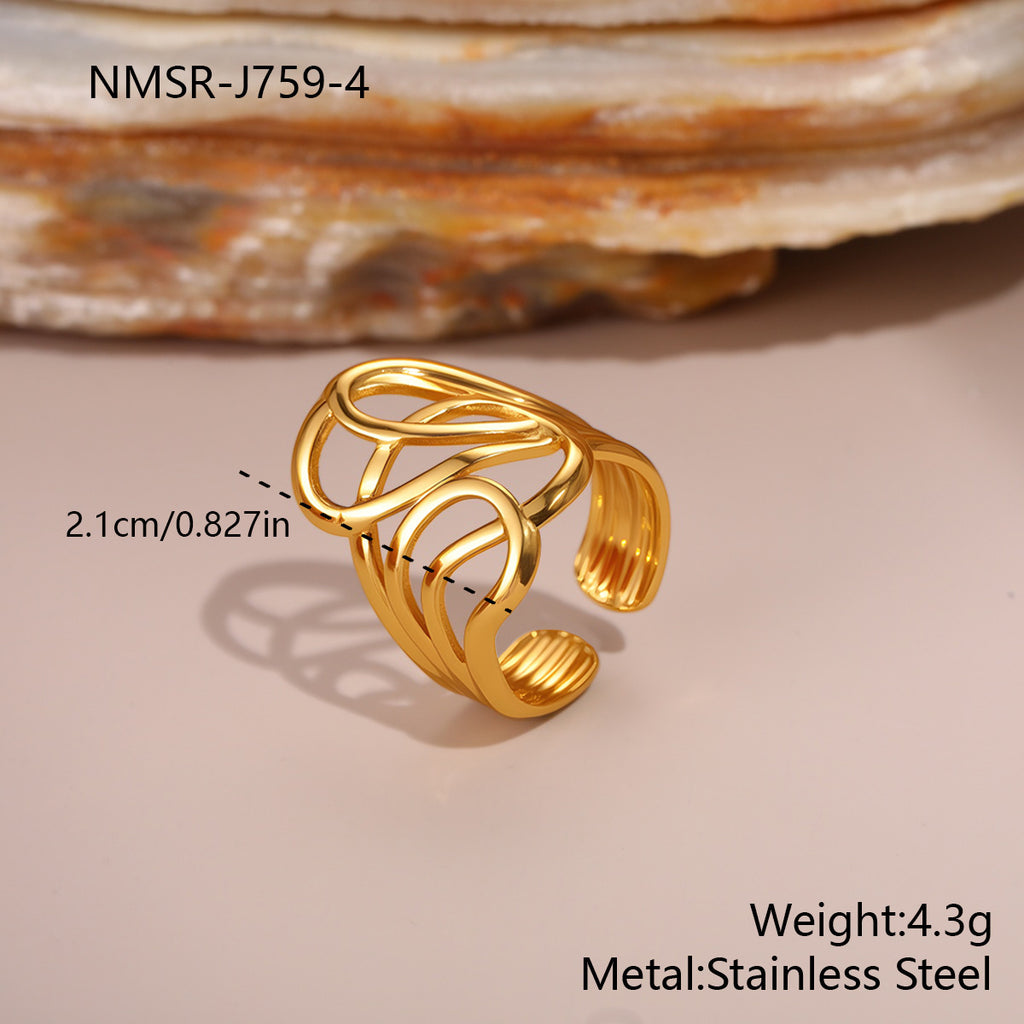 Floral Geometry Open Cuff Bracelet