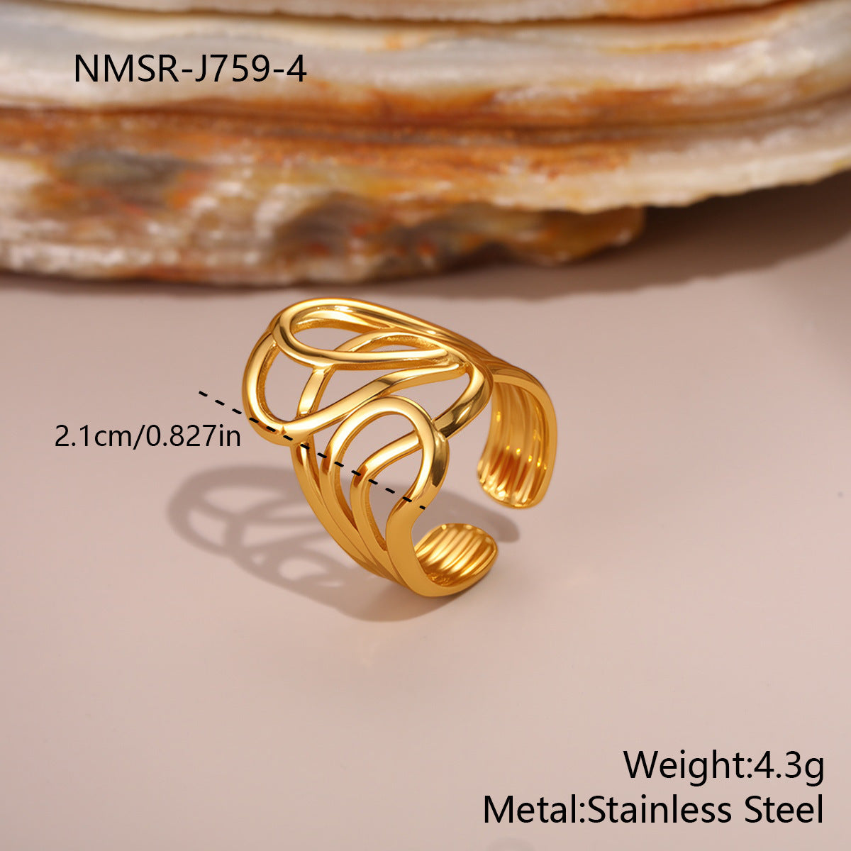 Floral Geometry Open Cuff Bracelet