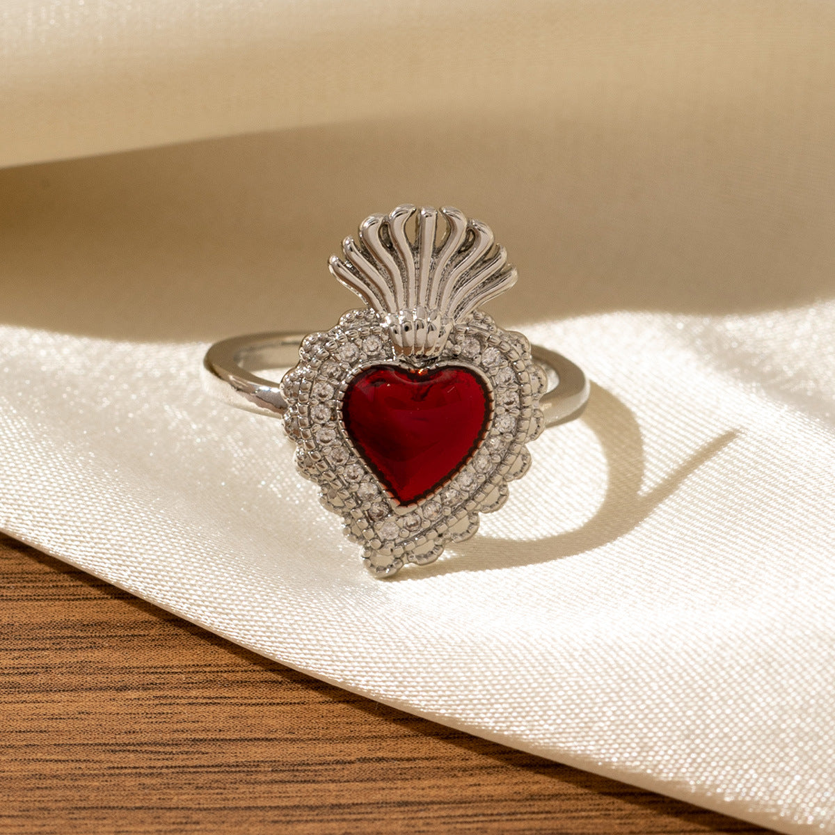 Red Heart-Shaped Oil-Drip Wing Rings