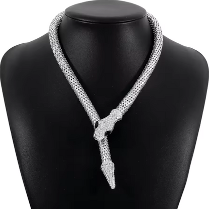 Serpent Spell: Studded Snake Choker Necklace (Gold)