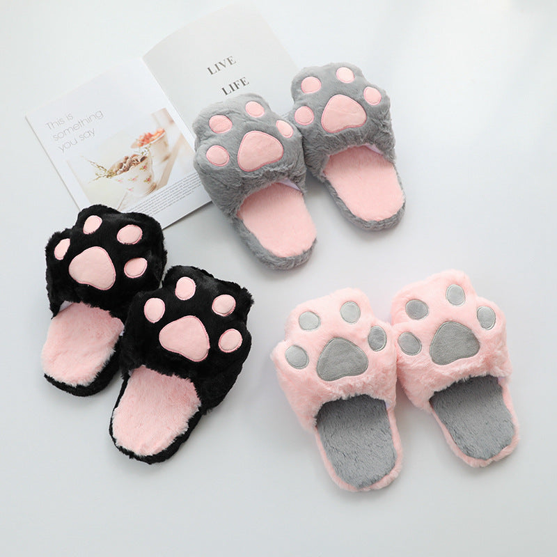 Cat paw fuzzy slippers