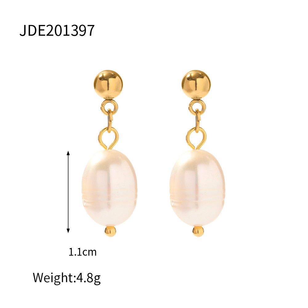 Stella Stainless Steel Water Pearl Earrings