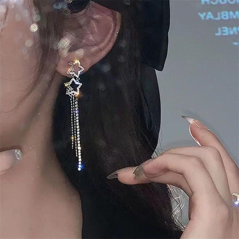 Aqua Drop Tassel Earrings