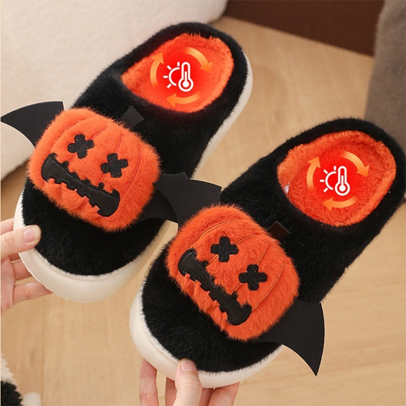 Halloween Cartoon Funny Pumpkin Slippers With Small Wings
