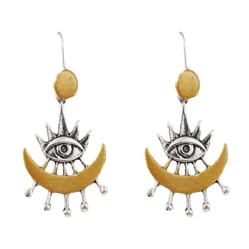Retro Personality Horus Eye Moon Earrings