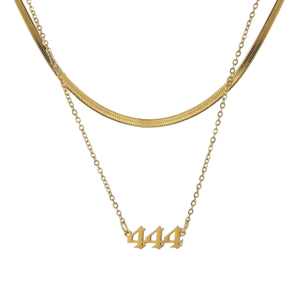 Divine Duo 444 Stainless Steel Double layered Gold Necklace