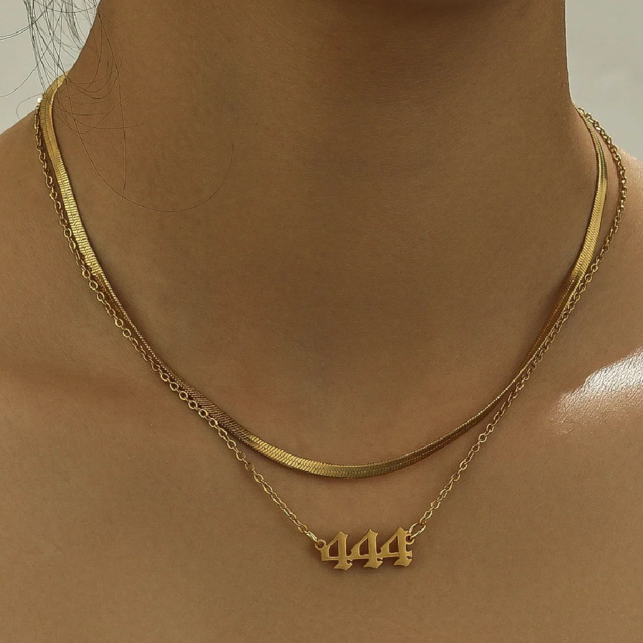 Divine Duo 444 Stainless Steel Double layered Gold Necklace