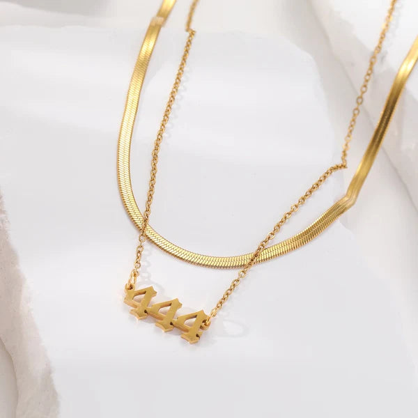 Divine Duo 444 Stainless Steel Double layered Gold Necklace