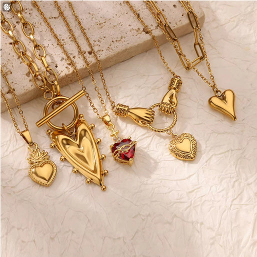 Crimson Cross Heart Necklace