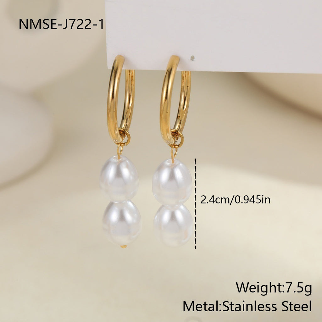 Long Tassel Pearl Earrings in Stainless Steel