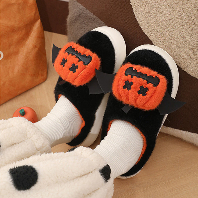 Halloween Cartoon Funny Pumpkin Slippers With Small Wings