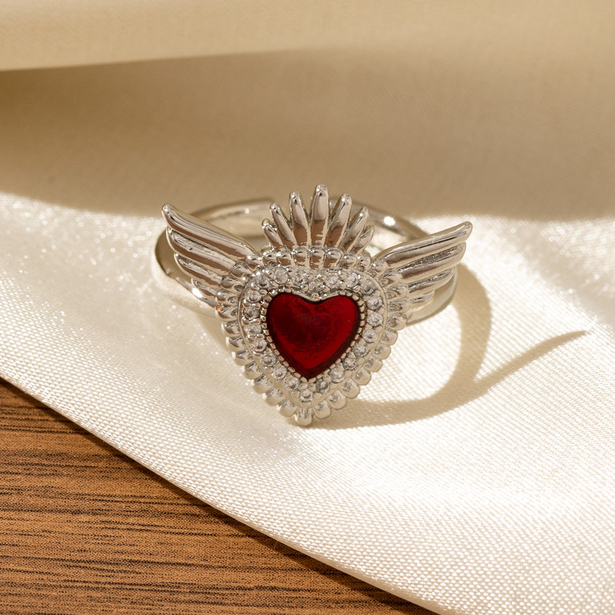 Red Heart-Shaped Oil-Drip Wing Rings