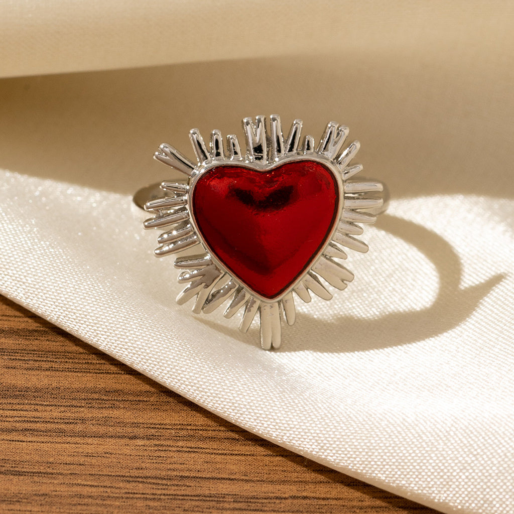 Red Heart-Shaped Oil-Drip Wing Rings