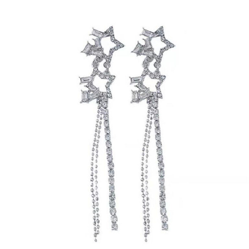 Aqua Drop Tassel Earrings