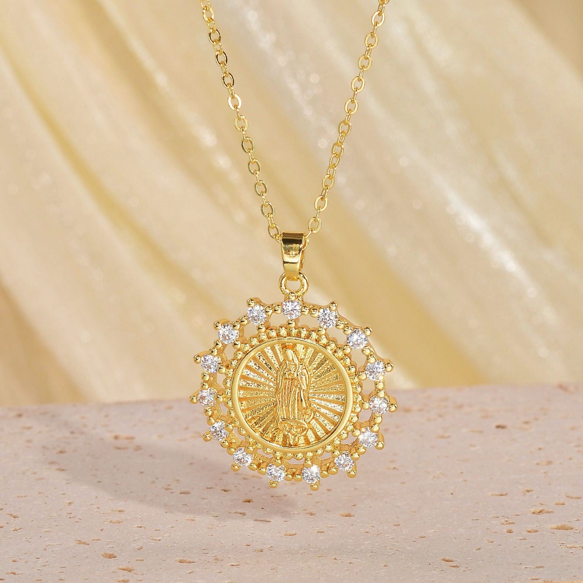 European Madonna Statue Necklaces