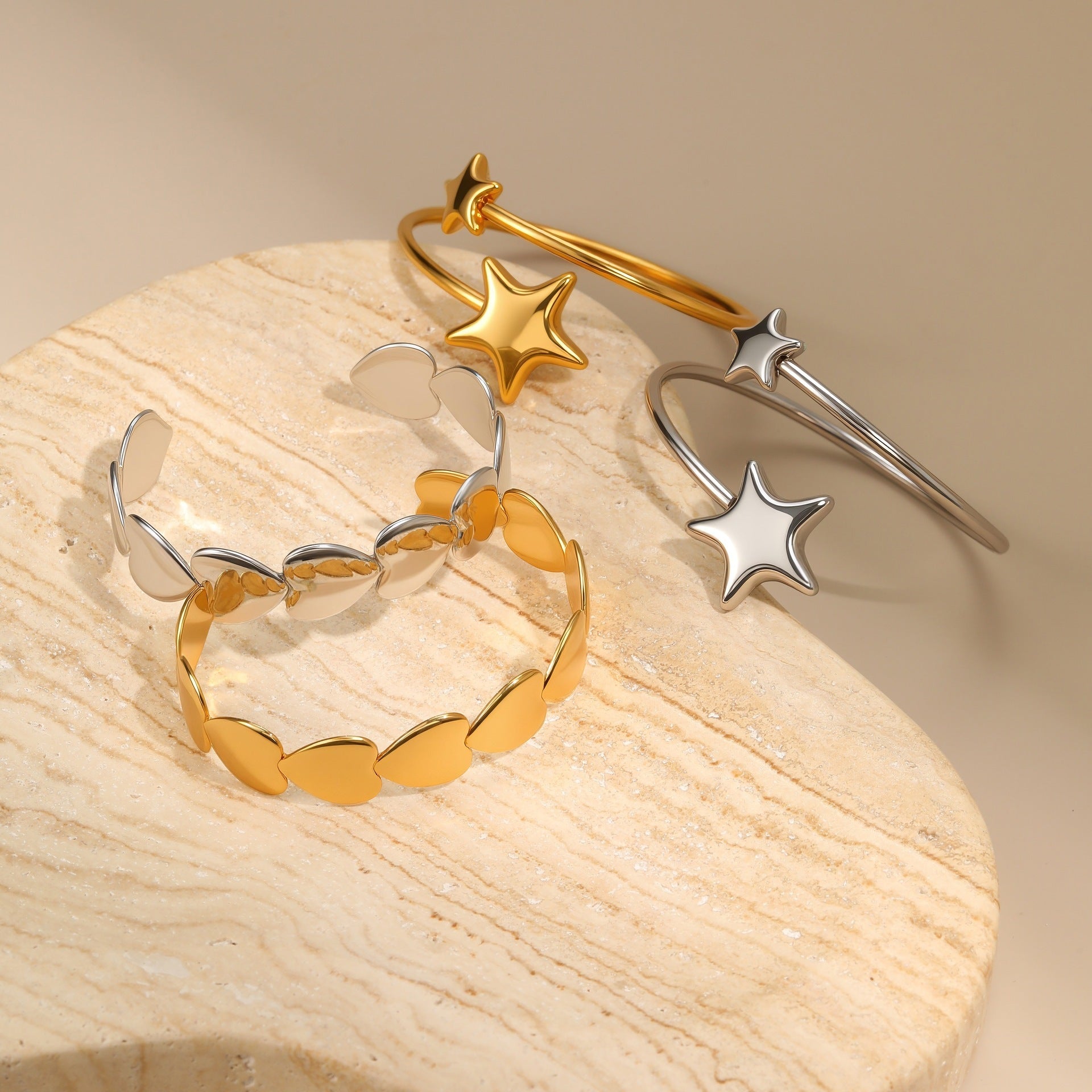Celestial Love Bracelet with heart shapes