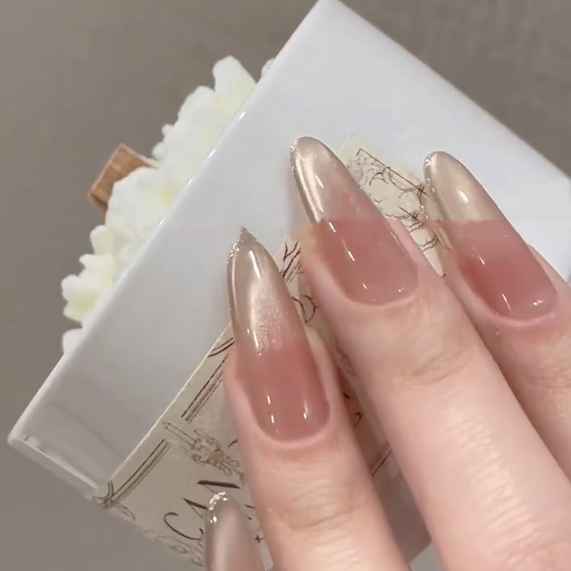 Advanced Nude Cat Eye Acrylic Nails