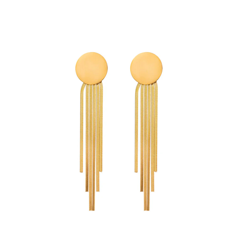 Golden Hour Tassel Stainless Steel Chunky Earrings