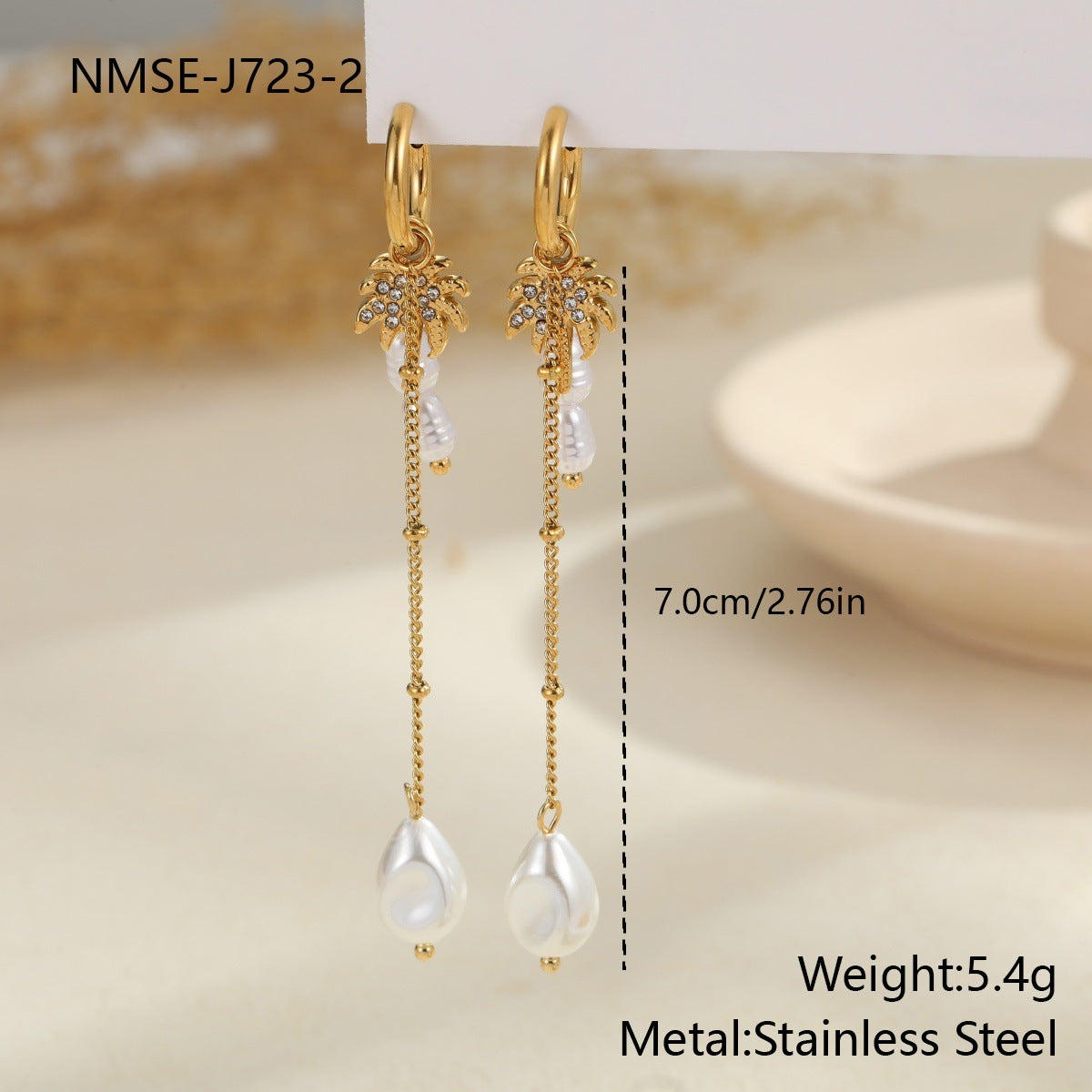 Long Tassel Pearl Earrings in Stainless Steel