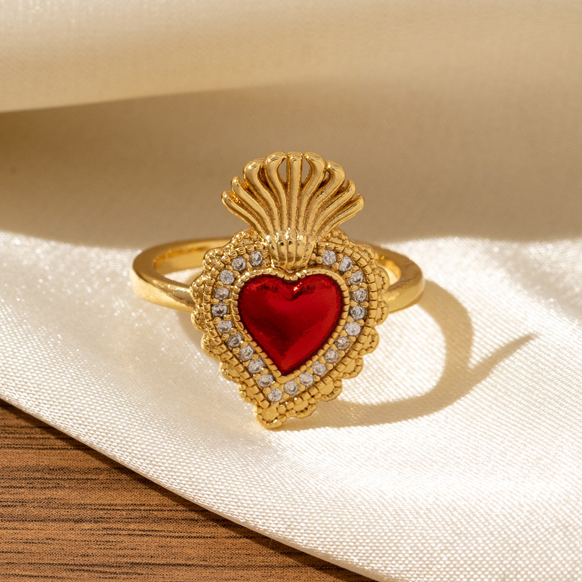 Red Heart-Shaped Oil-Drip Wing Rings