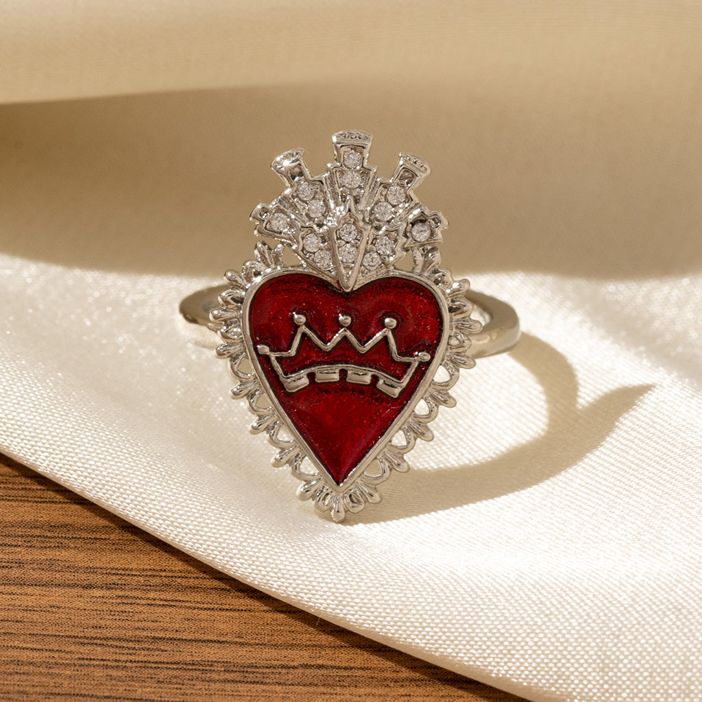 Red Heart-Shaped Oil-Drip Wing Rings