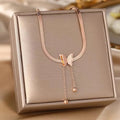 Rose gold stainless steel snake chain pendant