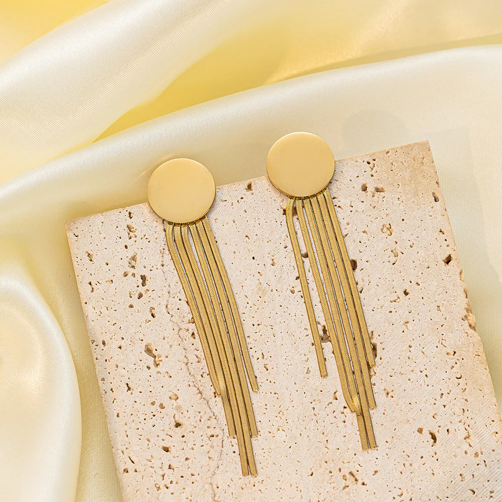 Golden Hour Tassel Stainless Steel Chunky Earrings