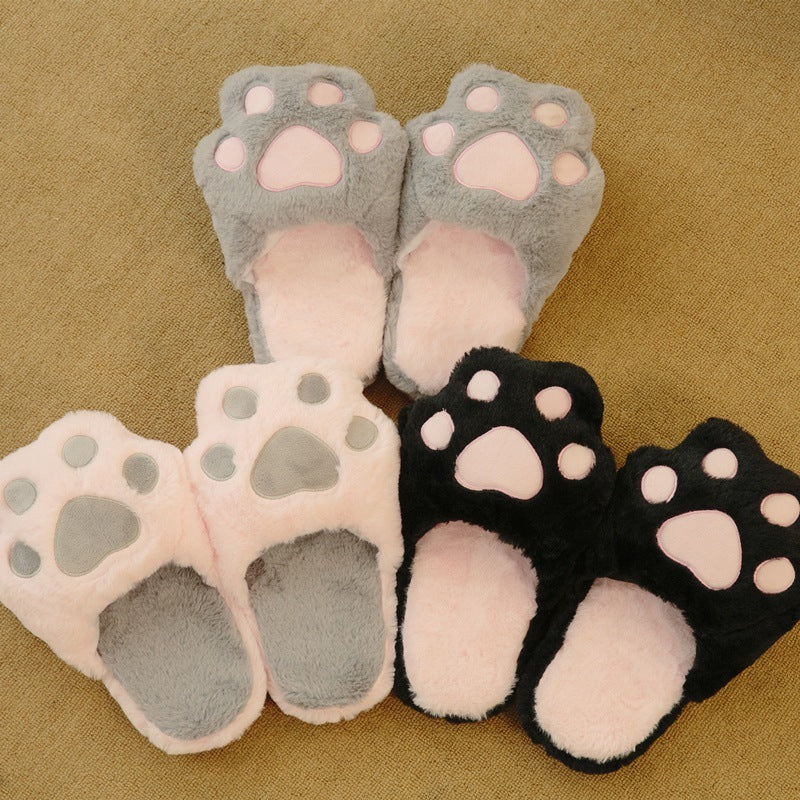 Cat paw fuzzy slippers