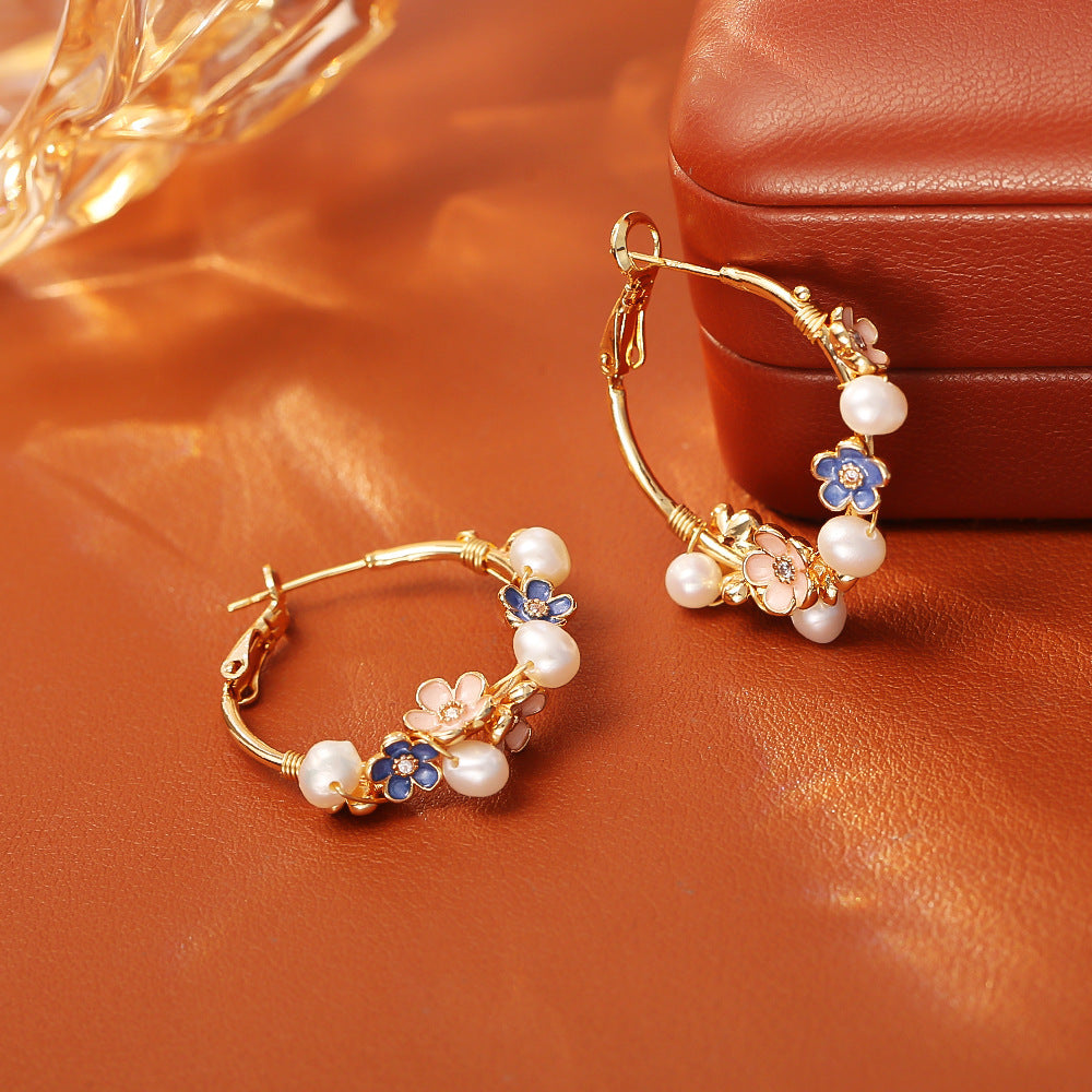 Blooming Freshwater Pearl Flower Earrings